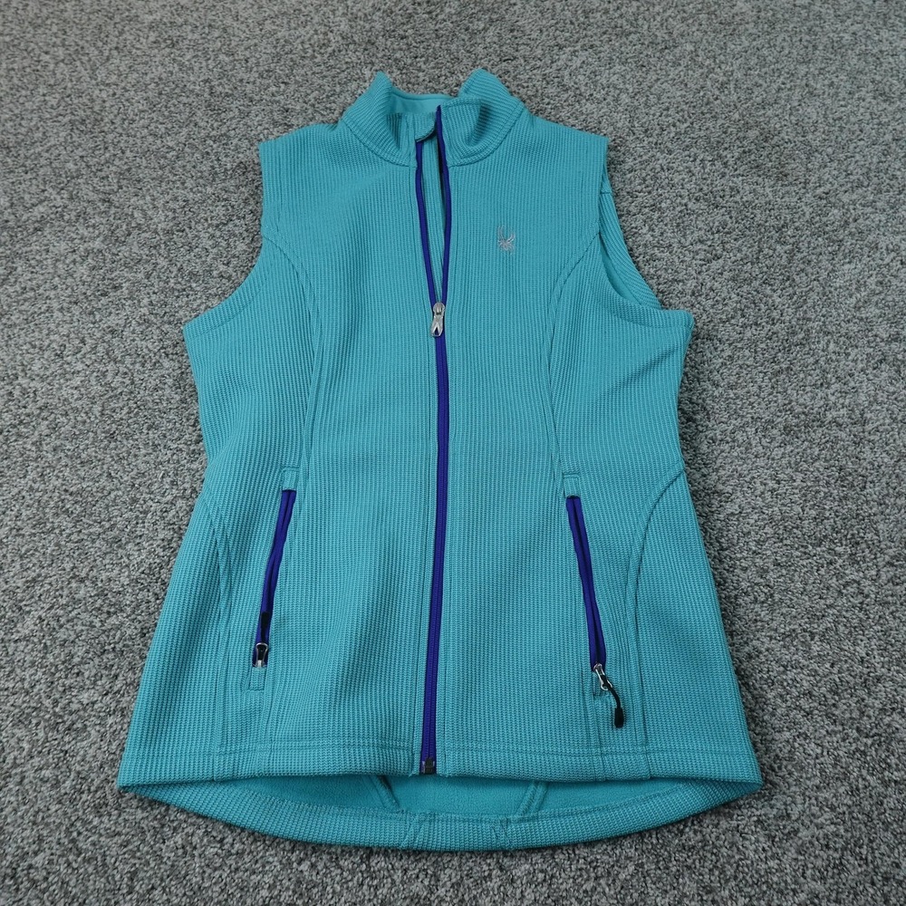 Spyder Vest Womens M Blue Fleece Full Zip Thermal Outdoor Ski Hiking Layer Warm